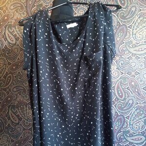 Ressentials Black and White Womens Short Sleeve Blouse XL
